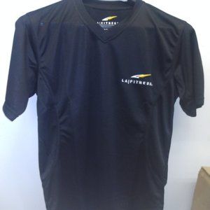 LA Fitness Signature Club Men's XS V- Neck Shirt Black Short Sleeve